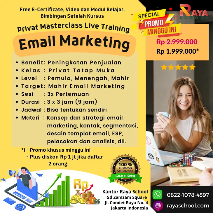 Brosur Kursus Email Marketing Privat Masterclass Raya School.