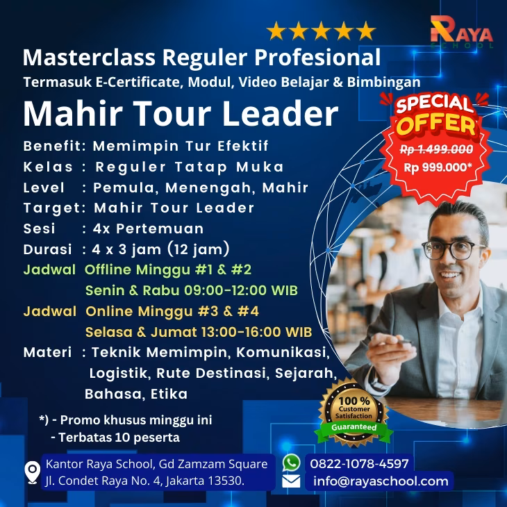 Brosur Kursus Tour Leader Masterclass Reguler Raya School
