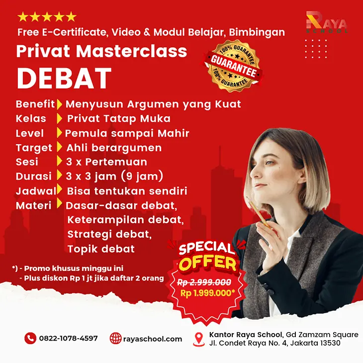 Brosur Kursus Debat Privat Masterclass Raya School