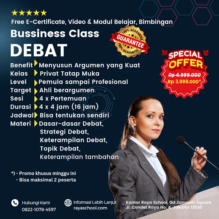 Flyer Kursus Privat Debat Bisnis Raya School
